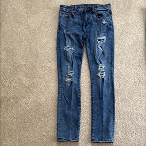 American Eagle Outfitters Blue Distressed Skinny Jeans